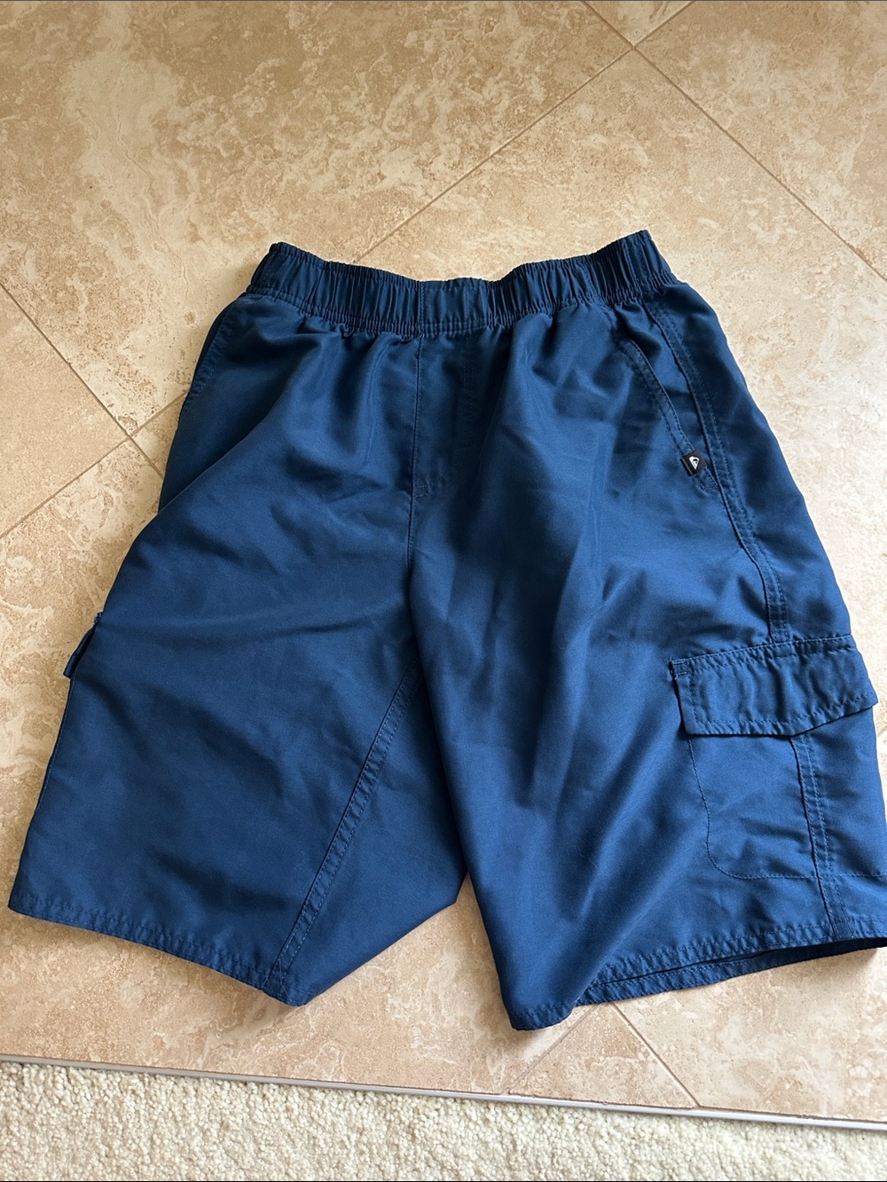 Quiksilver Boy Navy Cargo Shorts - Elastic Waist
